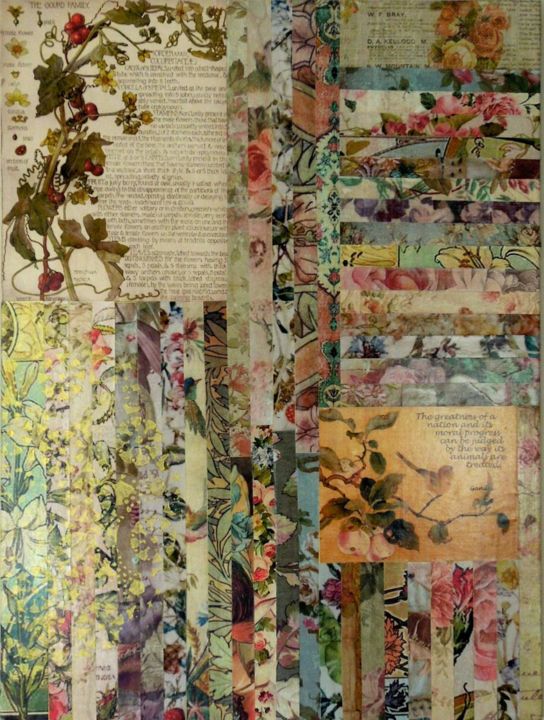 Collages intitulée "Apple Blossom Ephem…" par Charlene Wooden, Œuvre d'art originale