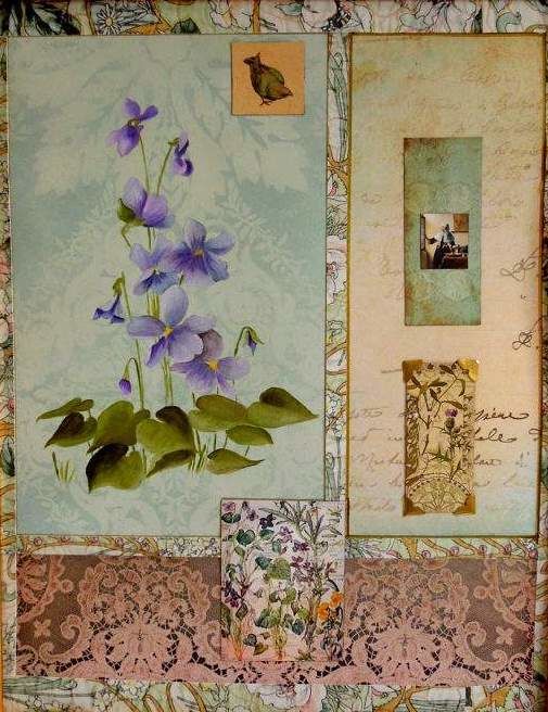 Collages intitulée "Violet Collage" par Charlene Wooden, Œuvre d'art originale