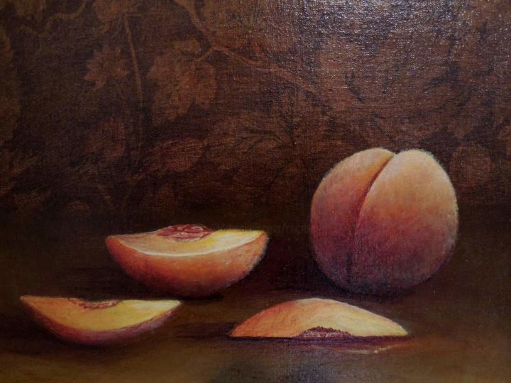 Painting titled "Peaches" by Charlene Wooden, Original Artwork, Oil