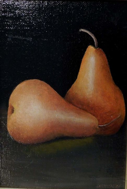 Peinture intitulée "Two Pears" par Charlene Wooden, Œuvre d'art originale, Huile