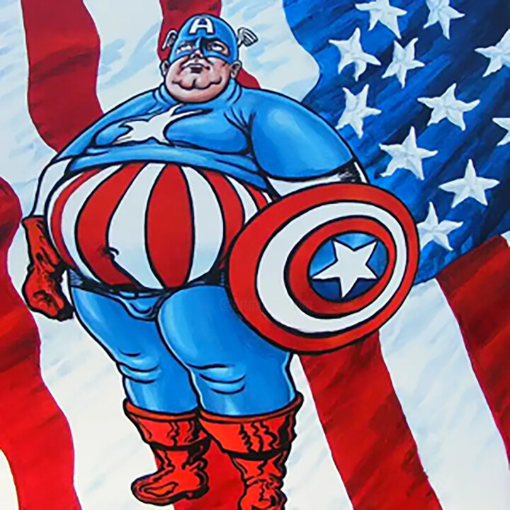 Peinture intitulée "Capitain America" par Charles Bataille, Œuvre d'art originale, Acrylique