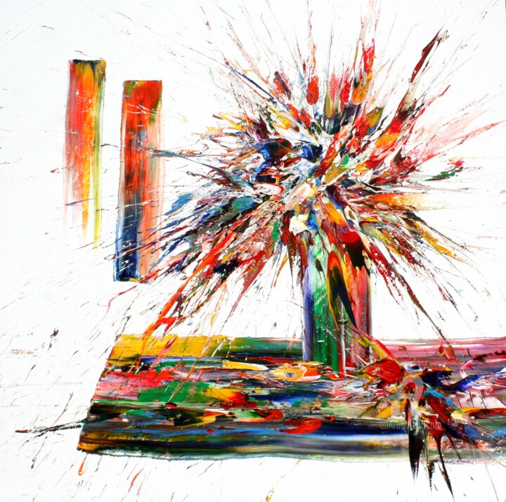 Schilderij getiteld "Fleurs en éclat - C…" door Charles Carson, Origineel Kunstwerk, Acryl
