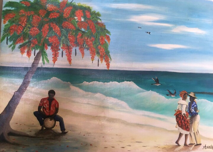 Peinture intitulée "Joueur de ka avec s…" par Charles Corbin, Œuvre d'art originale, Huile