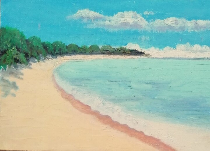 Pintura intitulada "La plage après les…" por Charles Corbin, Obras de arte originais, Óleo