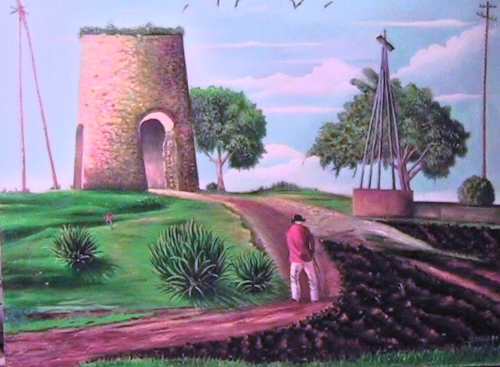 Peinture intitulée "Le moulin de sans f…" par Charles Corbin, Œuvre d'art originale, Huile