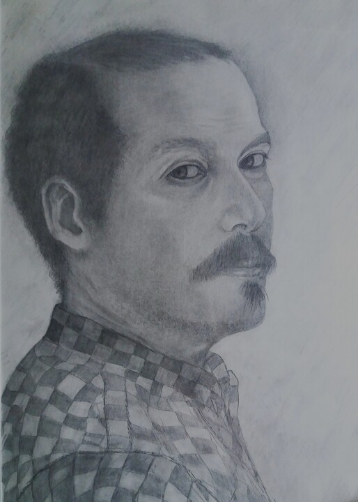 Zeichnungen mit dem Titel "Auto portrait charl…" von Charles Corbin, Original-Kunstwerk, Silberstift