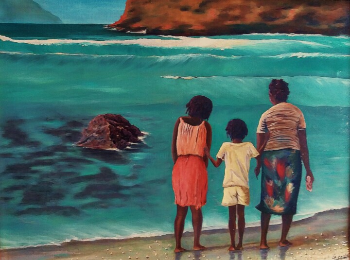 Pittura intitolato "La mer" da Charles Corbin, Opera d'arte originale, Olio