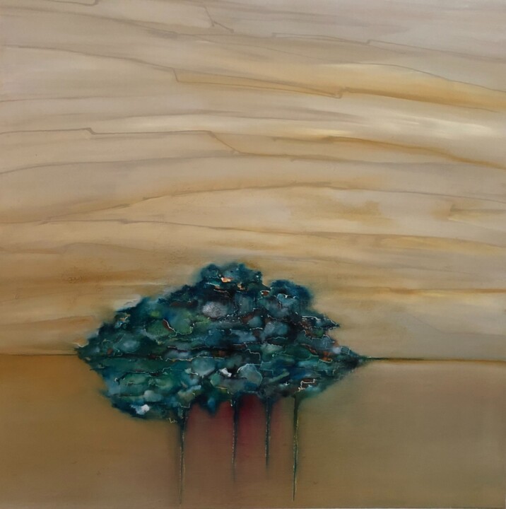Peinture intitulée "Vier bomen in de Be…" par Charles Mulder, Œuvre d'art originale, Huile