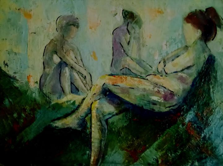 Painting titled "le trio" by Charles Tapiero, Original Artwork, Oil