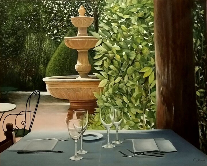 Painting titled "L'invitation" by Charles Unger, Original Artwork, Oil Mounted on Wood Stretcher frame