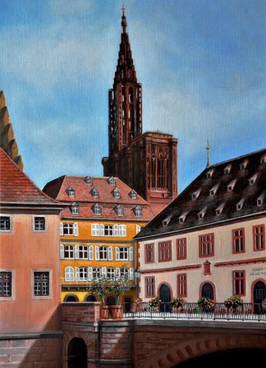 Pintura intitulada "Strasbourg - Pont d…" por Charles Unger, Obras de arte originais, Óleo