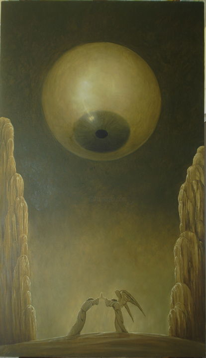 Peinture intitulée "La Lutte" par Charles Andraos, Œuvre d'art originale, Huile