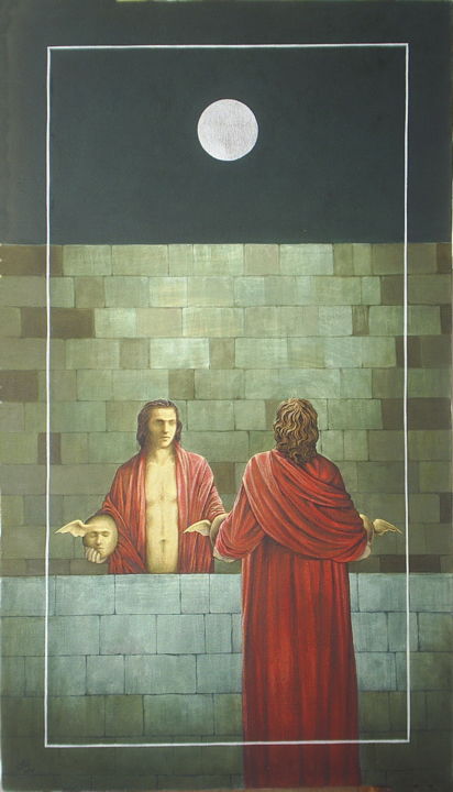 Painting titled "La porte d'Hypnos" by Charles Andraos, Original Artwork, Oil