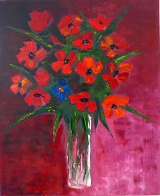 Painting titled "BOUQUET Fleur Bleue" by Charles Bailly, Original Artwork