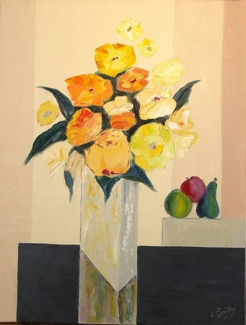Pintura titulada "GRAND BOUQUET jaune…" por Charles Bailly, Obra de arte original