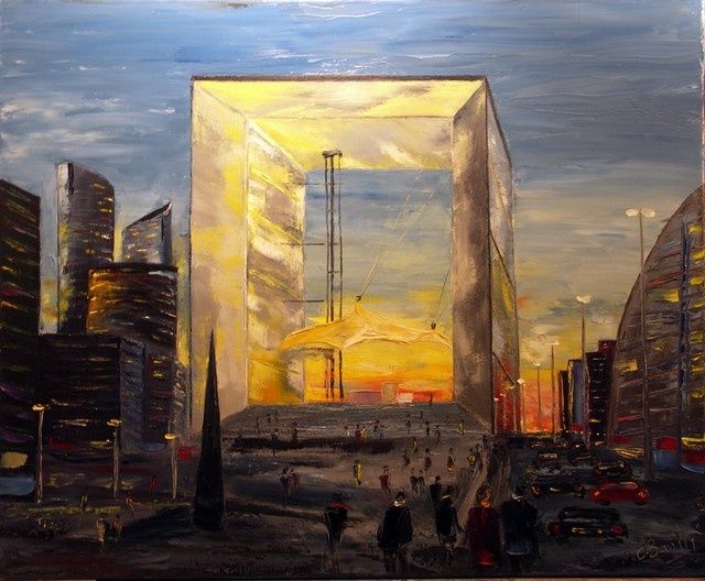 Painting titled "ARCHE de la DEFENSE" by Charles Bailly, Original Artwork, Oil