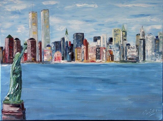 Painting titled "MANHATTAN" by Charles Bailly, Original Artwork, Oil