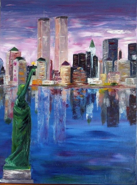 Painting titled "MANHATTAN Reflets" by Charles Bailly, Original Artwork, Oil