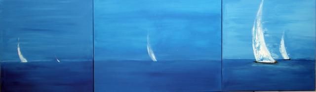 Malerei mit dem Titel "TRANSAT bleue Tript…" von Charles Bailly, Original-Kunstwerk, Öl