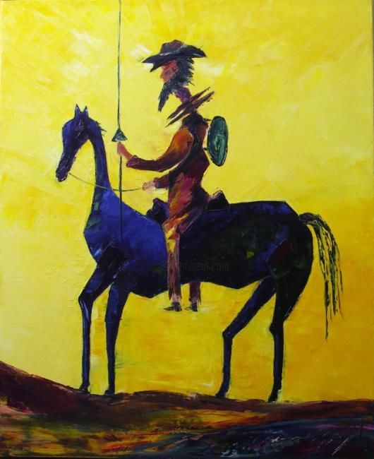 Painting titled "DON QUICHOTTE" by Charles Bailly, Original Artwork, Oil