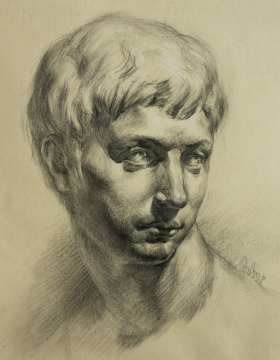 Drawing titled "Petit David" by Charles Dubus, Original Artwork, Pencil