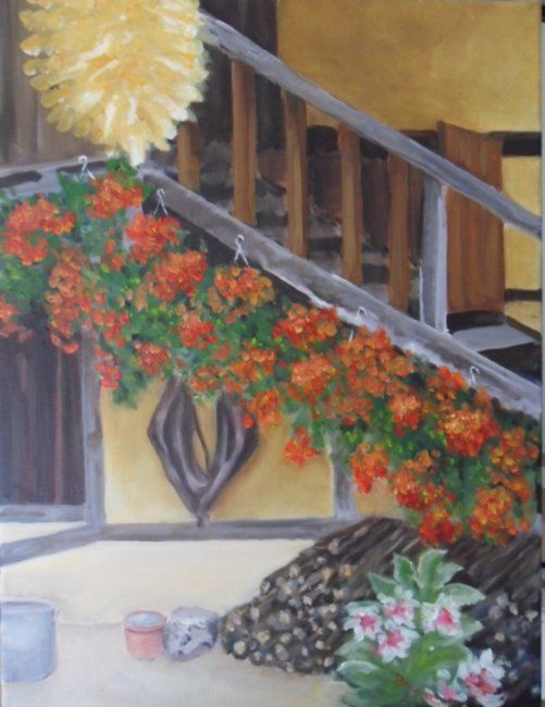 Painting titled "une auberge bressan…" by Charles Jacquet, Original Artwork