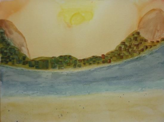 Painting titled "Curvature Landscape" by Charles Riley, Original Artwork, Other