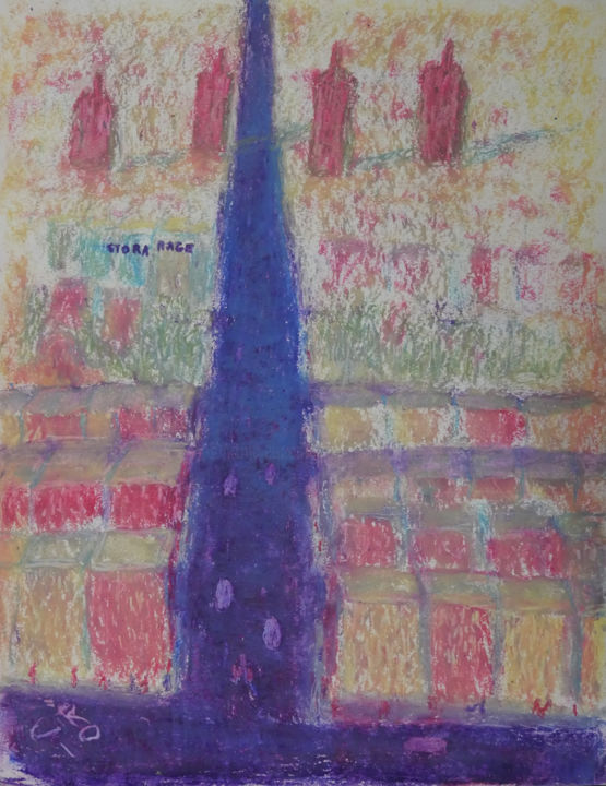 Drawing titled "Curious Brooklyn De…" by Charles Riley, Original Artwork, Pastel