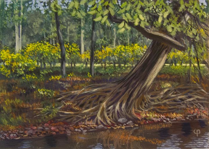 Peinture intitulée "Still Rooted" par Charley Parker, Œuvre d'art originale, Gouache