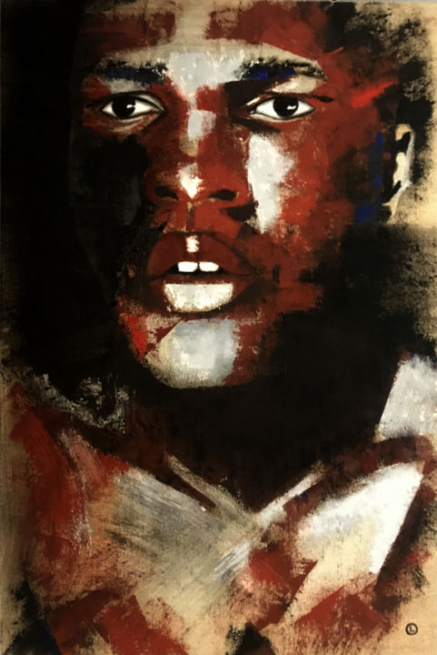 「Mohamed Ali」というタイトルの絵画 Charli Lによって, オリジナルのアートワーク, オイル