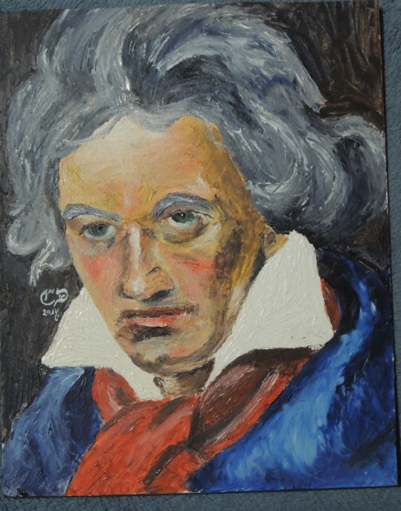 Painting titled "Beethoven brut" by Charlie D, Original Artwork, Oil