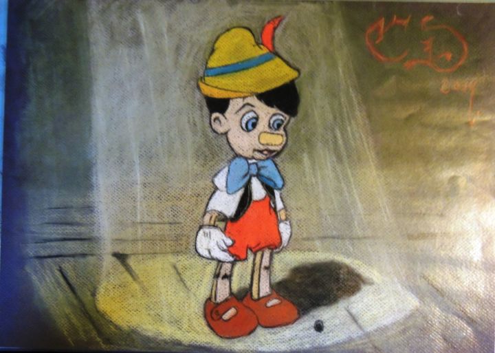 Dibujo titulada "Pinocchio" por Charlie D, Obra de arte original, Pastel