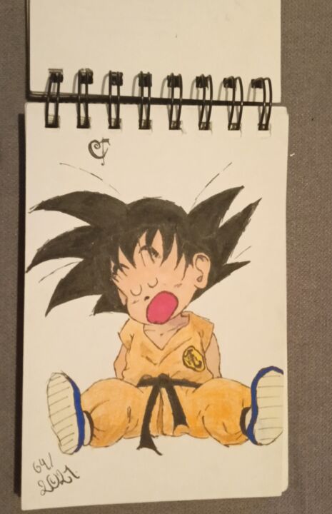Malerei mit dem Titel "Goku (Dbz)" von Charlie D, Original-Kunstwerk, Bleistift