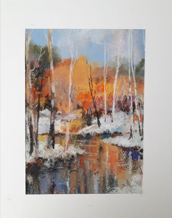 Painting titled "reflets blancs/2" by Christian Charlier, Original Artwork, Pastel