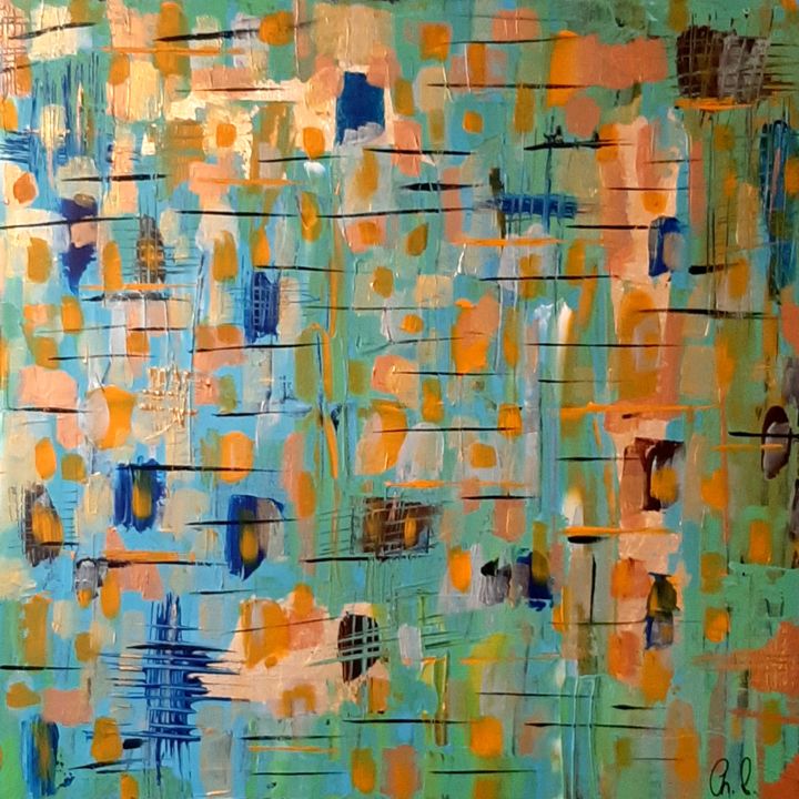Painting titled "Abstraction blue, g…" by Charlie Saumell, Original Artwork, Acrylic