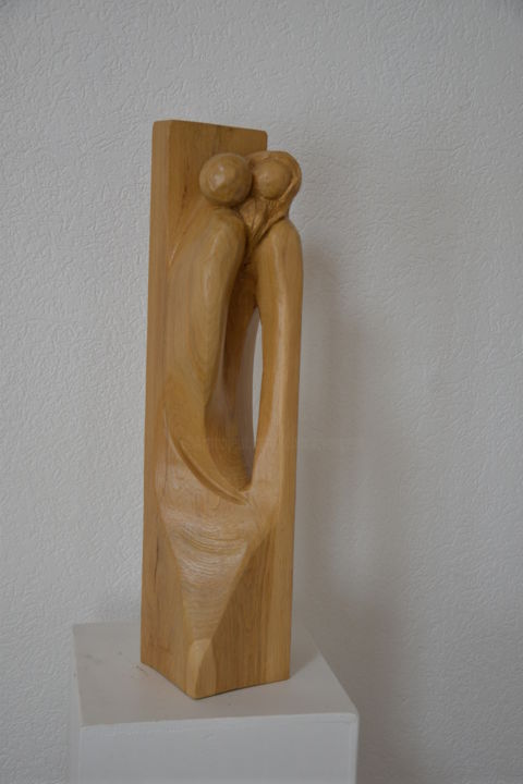Sculpture intitulée "Le baiser" par Charlie Vergeot, Œuvre d'art originale, Bois