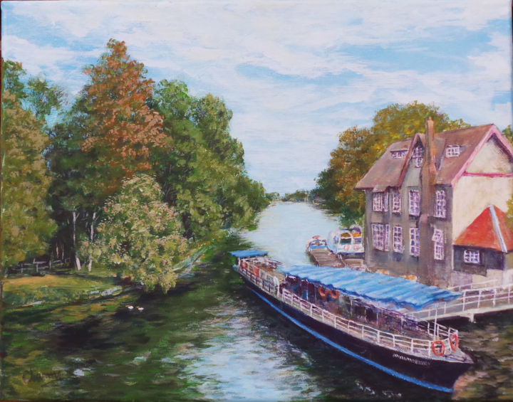 Pittura intitolato "Cruise on the River…" da Charlie Zhao, Opera d'arte originale, Acrilico