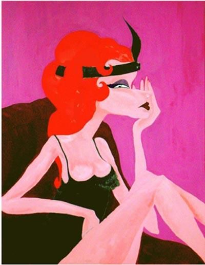 Peinture intitulée ""Rousse"" par Charline Badin, Œuvre d'art originale, Huile