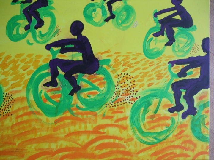 Painting titled "Vilda cyklister" by Charlotta Malm, Original Artwork