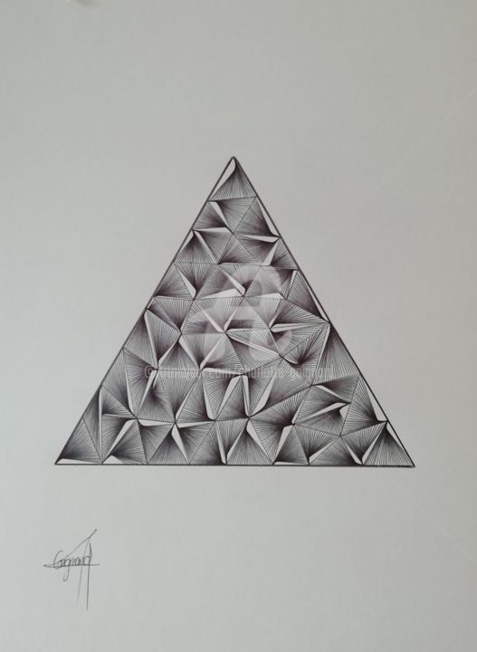 Dessin intitulée "Triangle" par Gaignart, Œuvre d'art originale, Stylo à bille