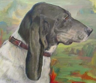 Peinture intitulée "Portrait d'un chien…" par Charlotte Macleod, Œuvre d'art originale, Huile