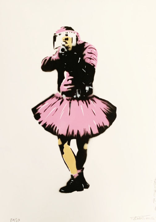 「Pink Baby Cop」というタイトルの絵画 Charlotte Parenteau-Denoëlによって, オリジナルのアートワーク, アクリル