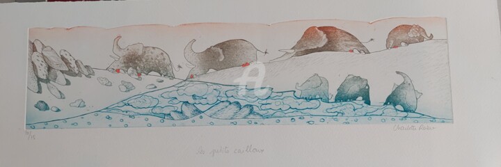 Printmaking titled "Les Petits Cailloux" by Charlotte Reine, Original Artwork, Etching