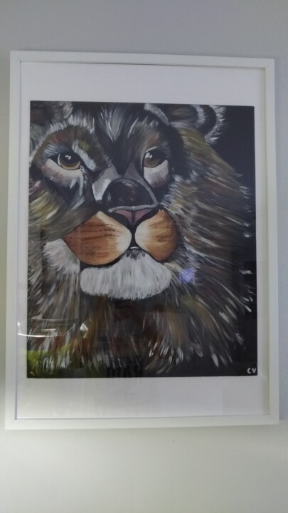 Painting titled "Lion" by Charlotte, Original Artwork, Acrylic