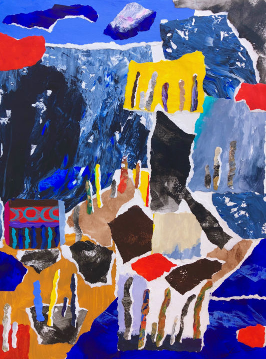 Collages titled "Unsettled" by Charlotte D'Aigle, Original Art, Collages