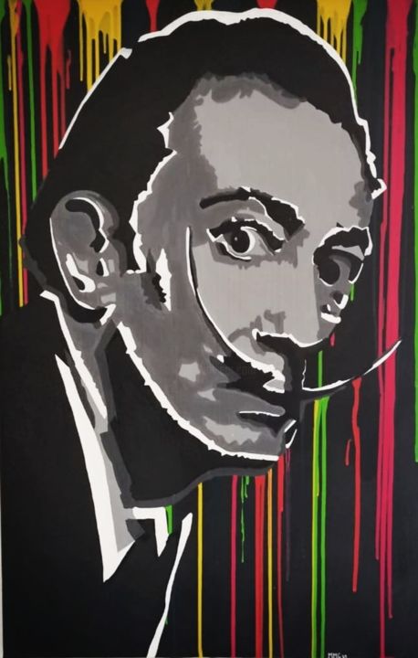 Painting titled "Salvador Dali" by Charlotte Devillers, Original Artwork, Acrylic