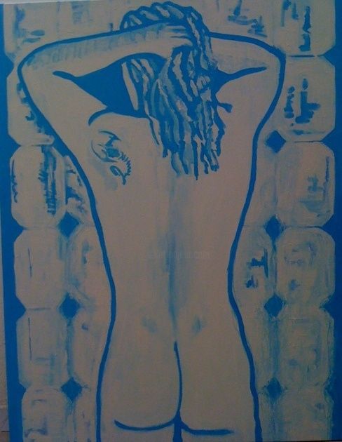 "Men In Bathroom 1" başlıklı Tablo Charlotte Offreyze tarafından, Orijinal sanat, Petrol