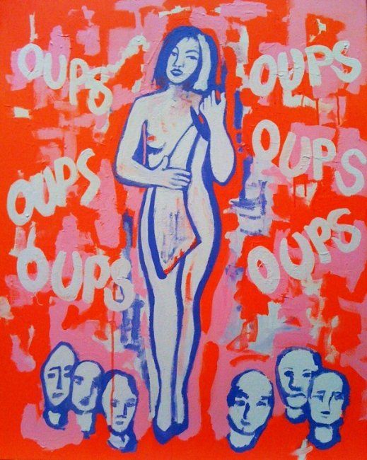 Painting titled "Oups !" by Charlotte Offreyze, Original Artwork, Oil