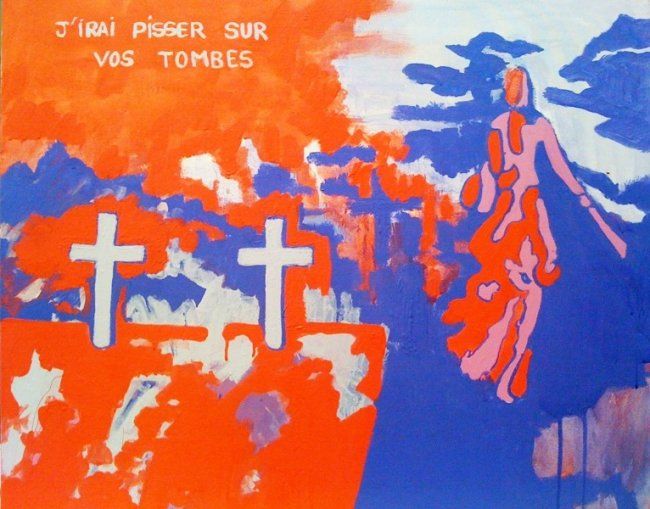 「J'irai pisser sur v…」というタイトルの絵画 Charlotte Offreyzeによって, オリジナルのアートワーク, オイル