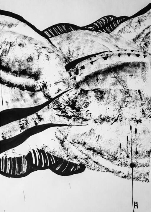 Peinture intitulée "Symbioses 4" par Charly Bonneau, Œuvre d'art originale, Encre